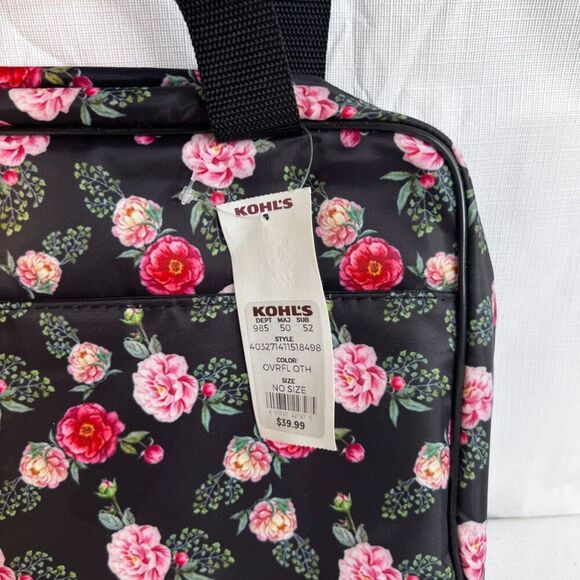 Clearlove NWT Black Floral Print Zip Travel Hanging Toiletry Bag College Dorm - Picture 9 of 9
